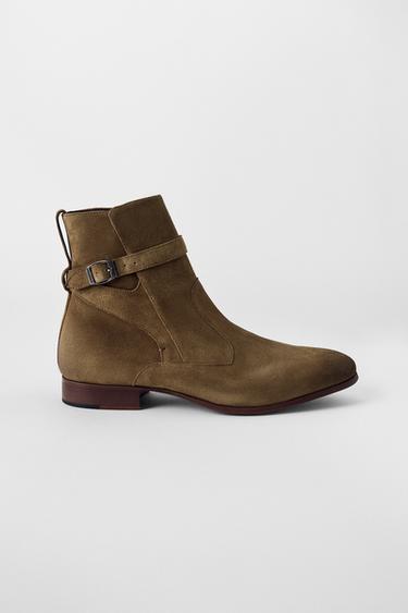 Zara LEATHER BUCKLE BOOTS BOBBY GILLESPIE X ZARA - Brown
