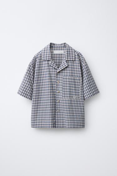 CAMISA CUADROS BORDADO GRAFFITI - Azul de Zara - Imagen 0