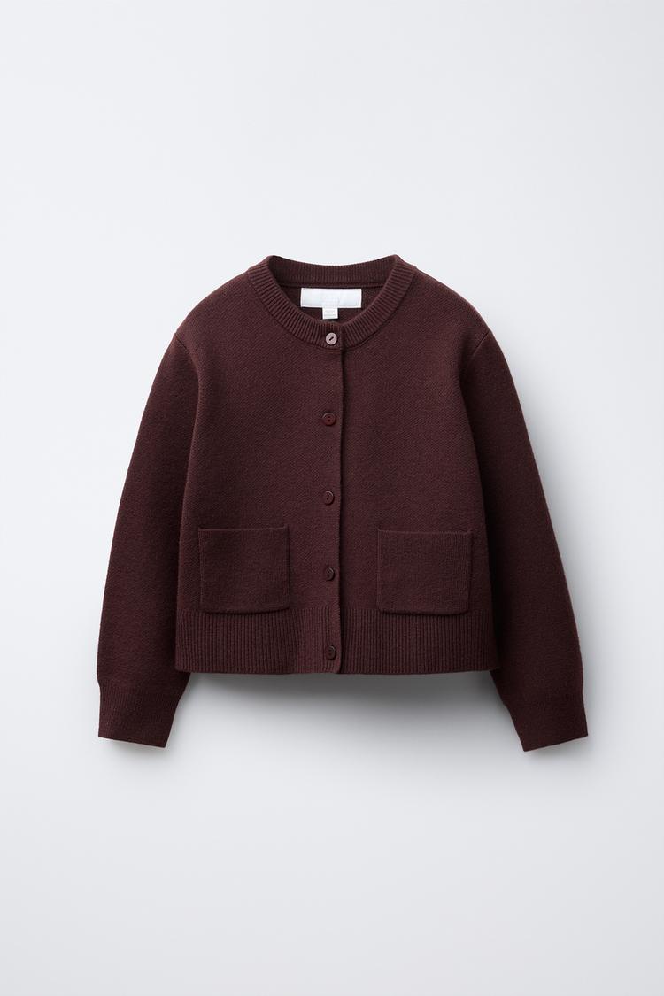 GILET EN MAILLE À POCHES Bordeaux ZARA France