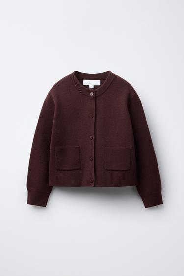 POCKET CARDIGAN - Burgundy by Zara