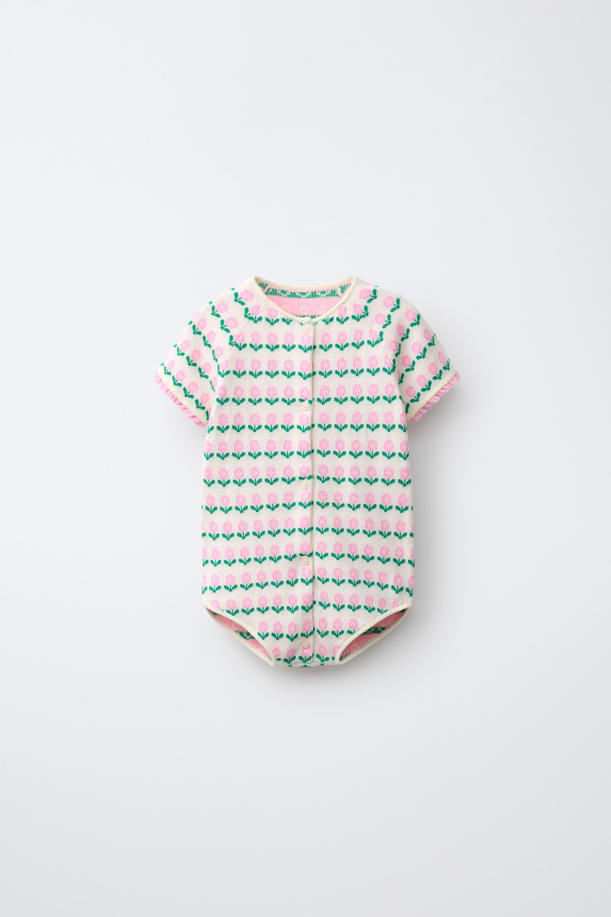 Детские комбинезоны Zara FLORAL JACQUARD KNIT ROMPER — фото 2
