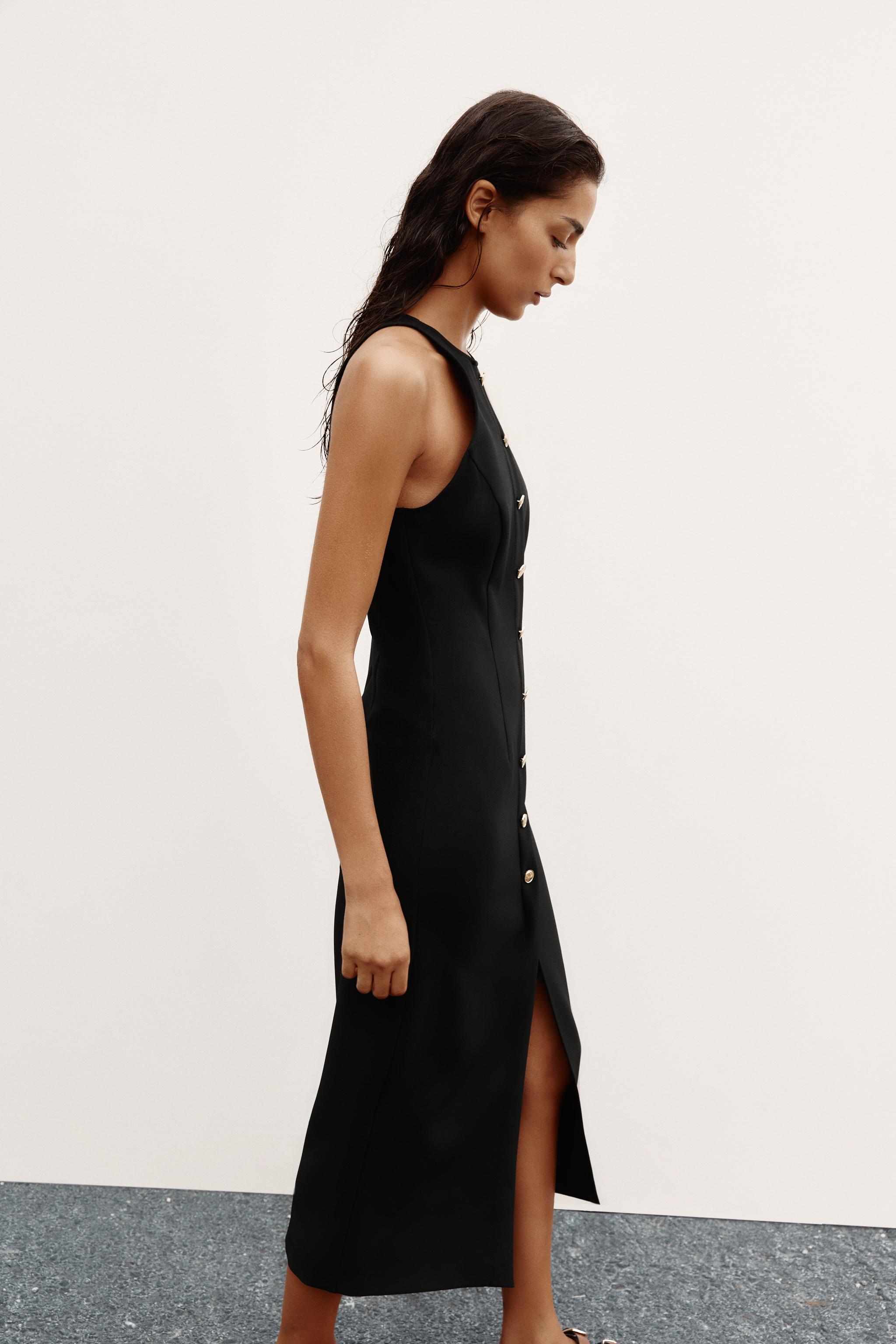 ROBE MIDI EN CRÊPE À BOUTON DORÉ
