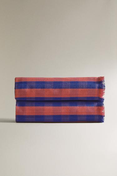 PLAID MULTIFONCTION COTON CARREAUX X TENSIRA - Rouge de Zara - Image 1