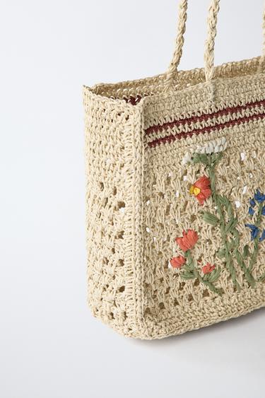 FLORAL RAFFIA TOTE BAG - Ecru White by Zara - Image 2