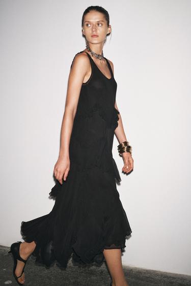 LONG RUFFLED DRESS - ZW COLLECTION - Black by Zara