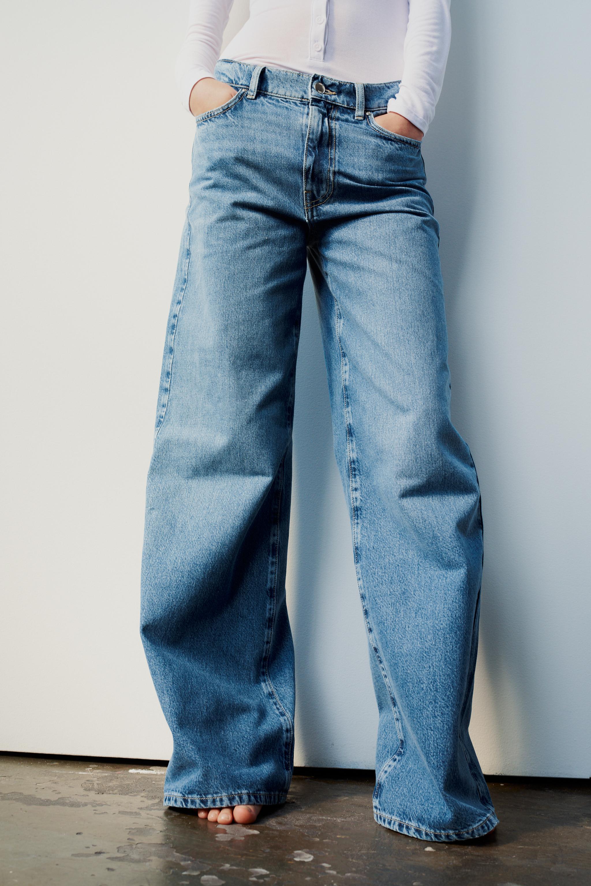 Z1975 HIGH RISE WIDE LEG JEANS - Mid-blue | ZARA United States