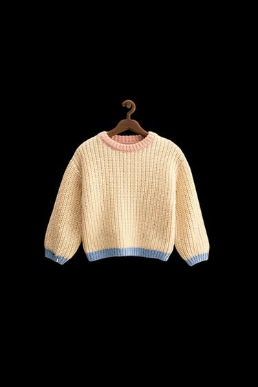 ZARA TIMELESS - GROBSTRICKPULLOVER MIT KONTRASTPASPELN - Hellgelb von Zara - Bild 0