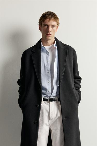WOOL-BLEND RELAXED-FIT COAT — Black 2