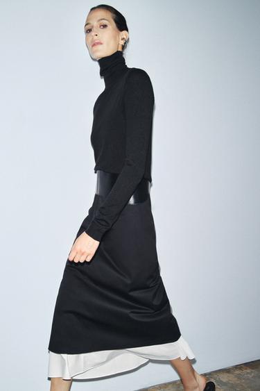 ZW COLLECTION CONTRAST SKIRT - Black / White by Zara - Image 2