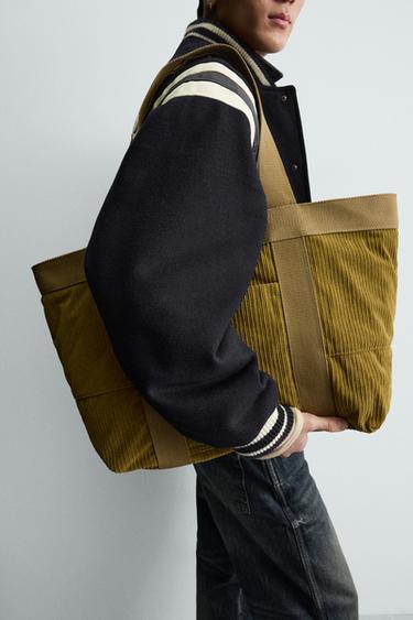 SAC SHOPPER EFFET CORDUROY - Vert kaki de Zara - Image 2