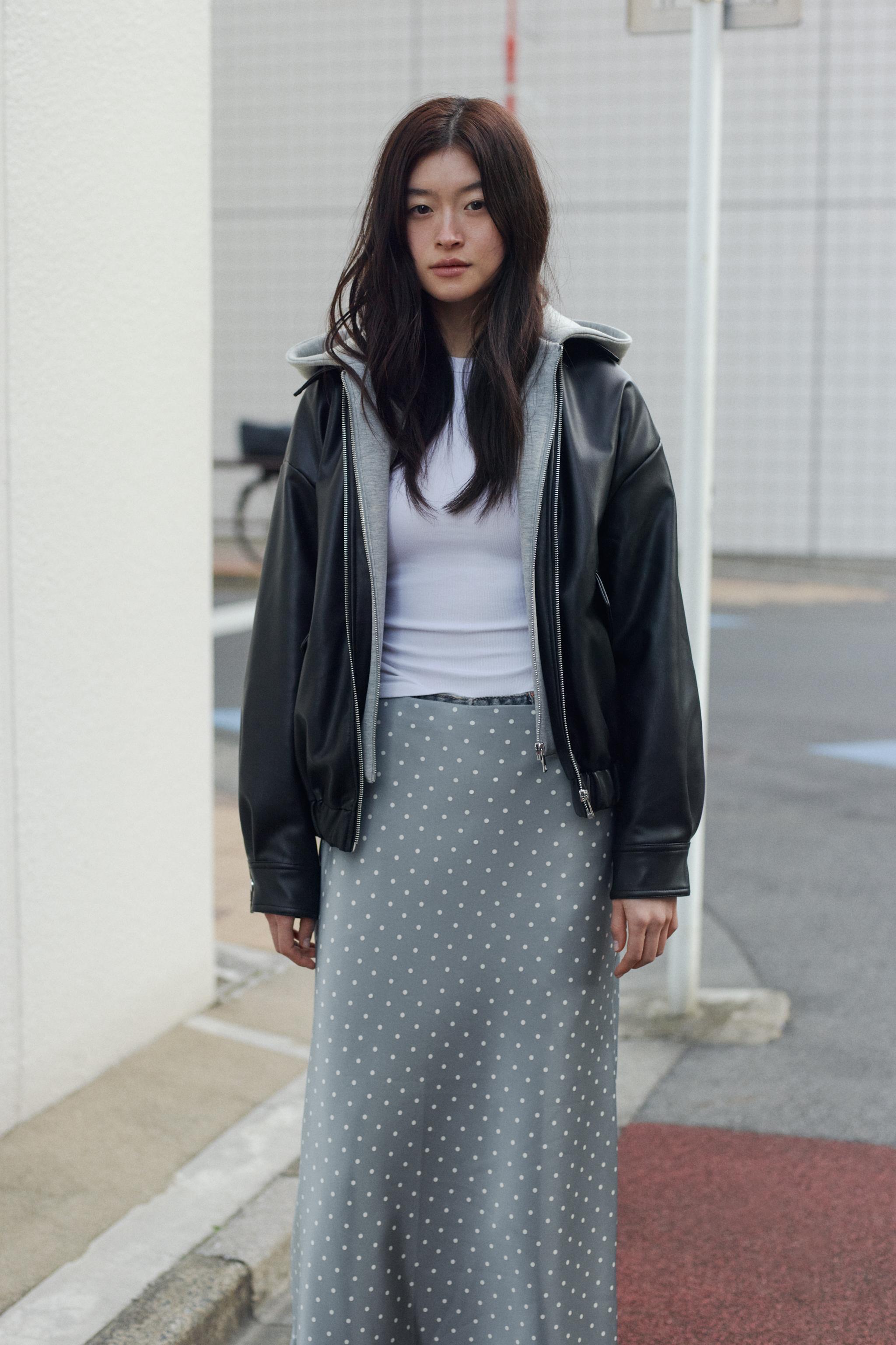 コントラストフェイクレザージャケット - ブラック | ZARA Japan / 日本