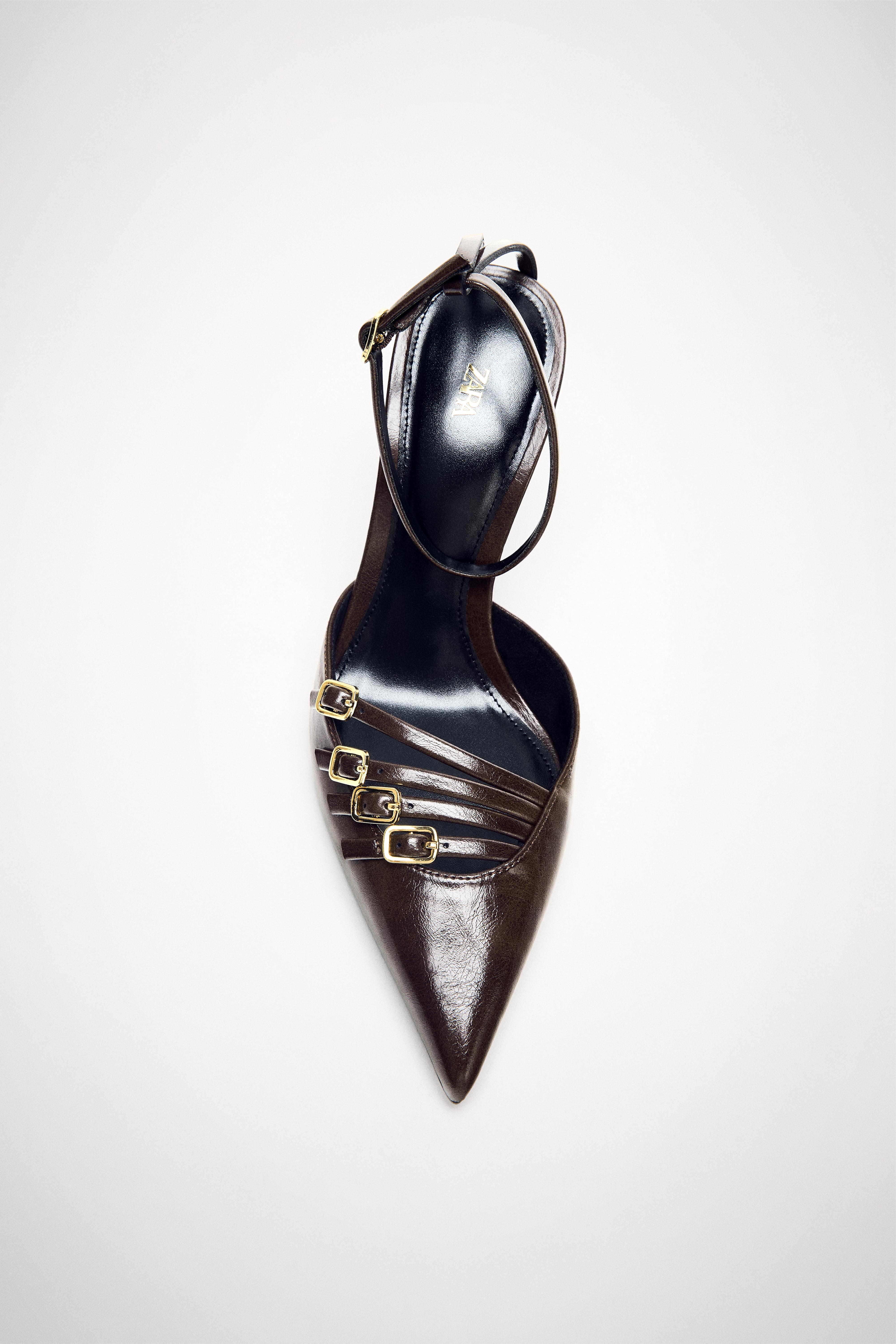 ZARA ハイヒールシューズ エナメルレザー風ハイヒールシューズ - ブラウン | ZARA Japan