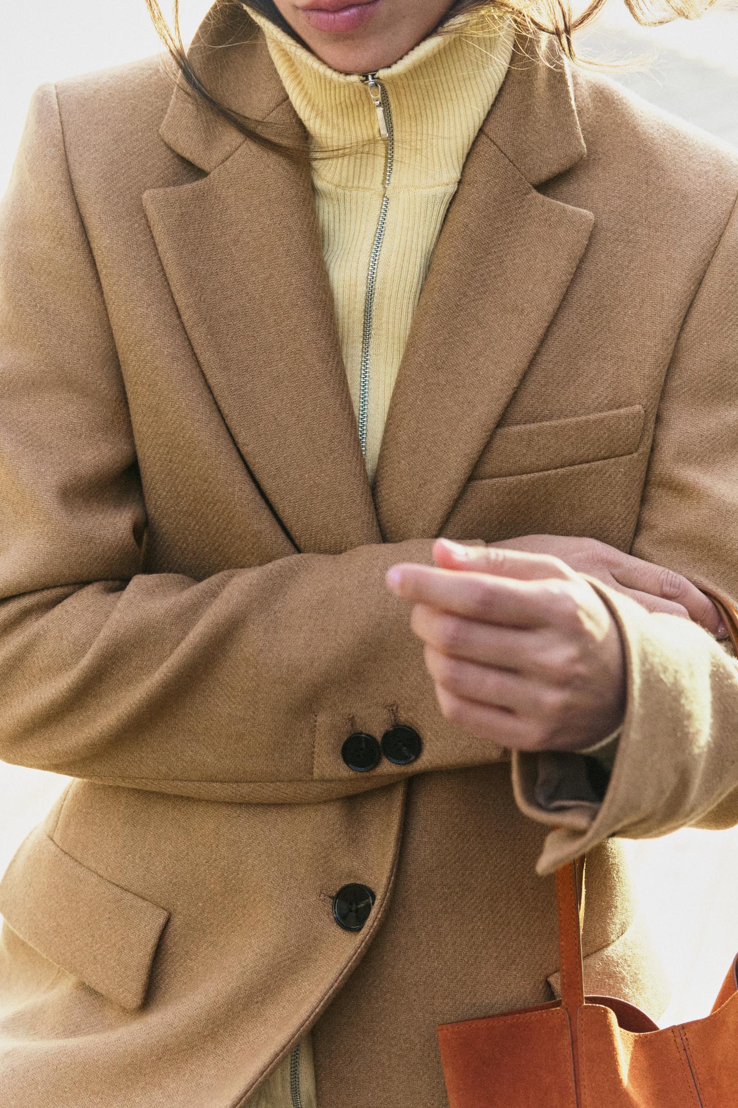 Женское пальто Zara Tailored Long Wool, цвет: Серо-коричневый коричневый — фото 5
