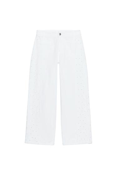JEANS BORDADOS PERFORADOS - Blanco de Zara