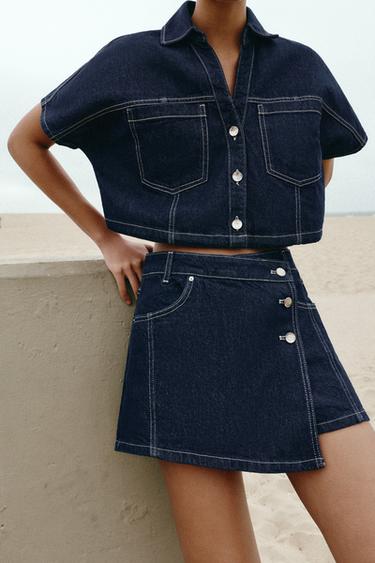 Z1975 WRAP DENIM SKORT - Blue by Zara - Image 1