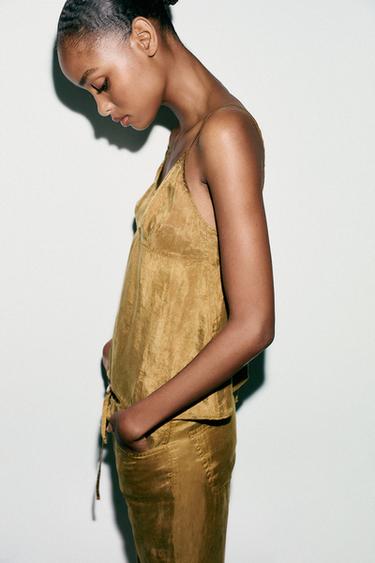 LYOCELL FLOWING TOP - Light khaki by Zara - Image 3