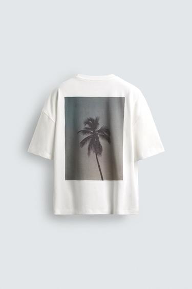 Zara PALM TREE PRINT T-SHIRT - White