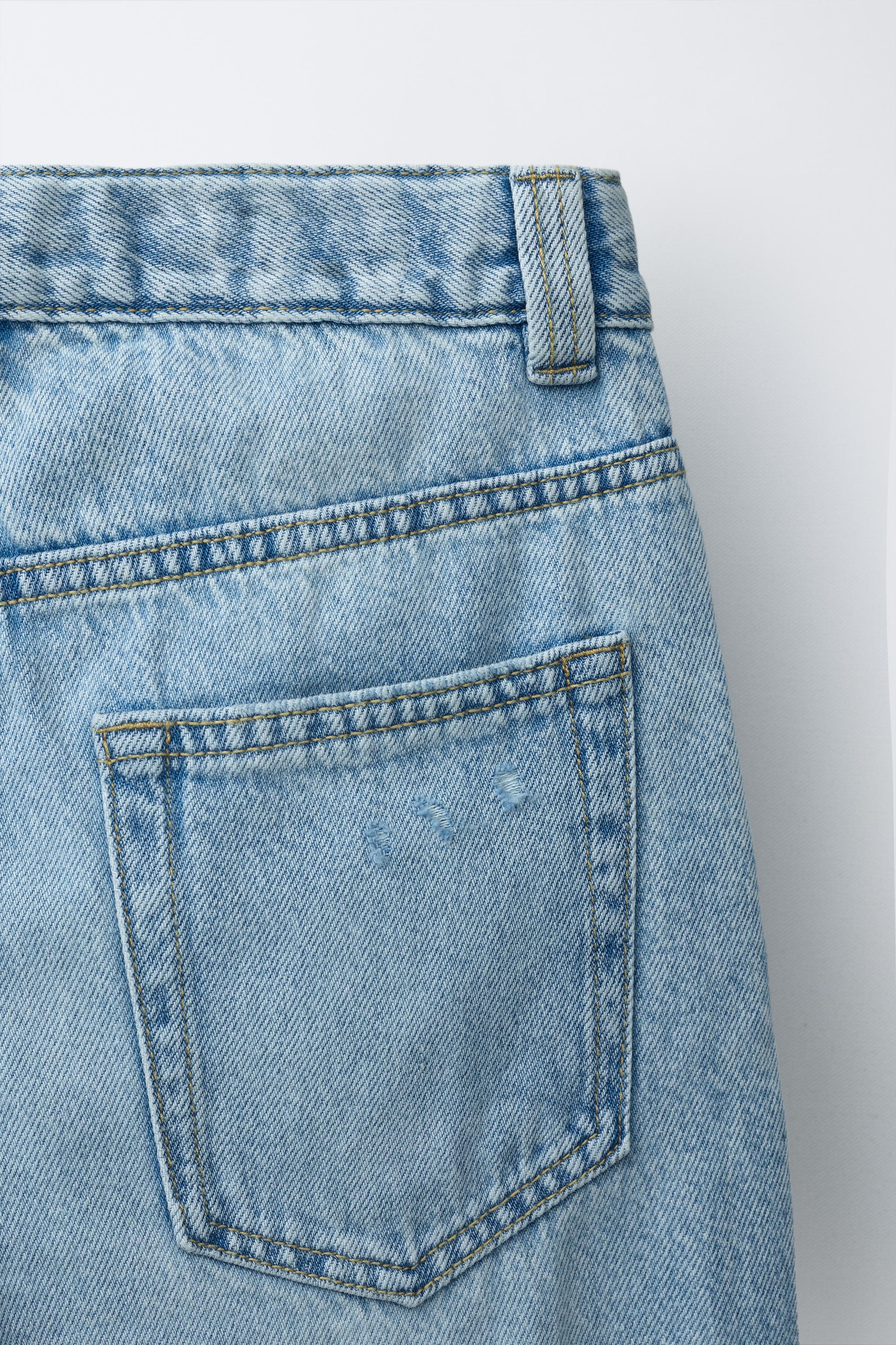 WIDE FIT RIPPED DENIM SHORTS