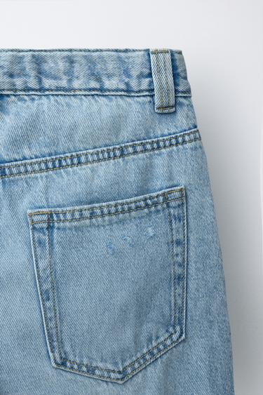 BERMUDA EN JEAN WIDE FIT DÉCHIRÉ - Bleu clair de Zara - Image 3