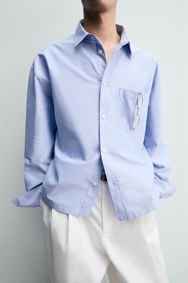 BOXY FIT OXFORD SHIRT - Sky blue by Zara - Image 5