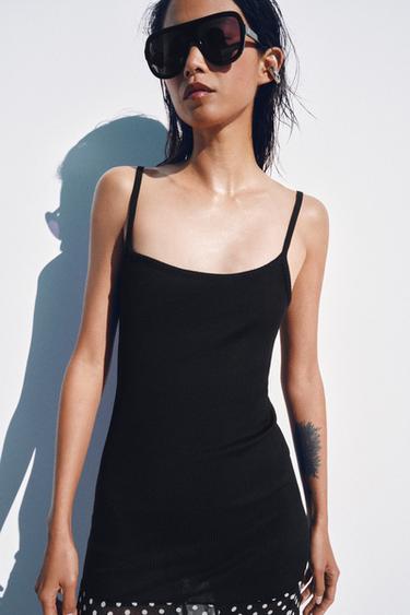 ROBE LONGUE BIMATIÈRE À POIS - Noir de Zara - Image 1