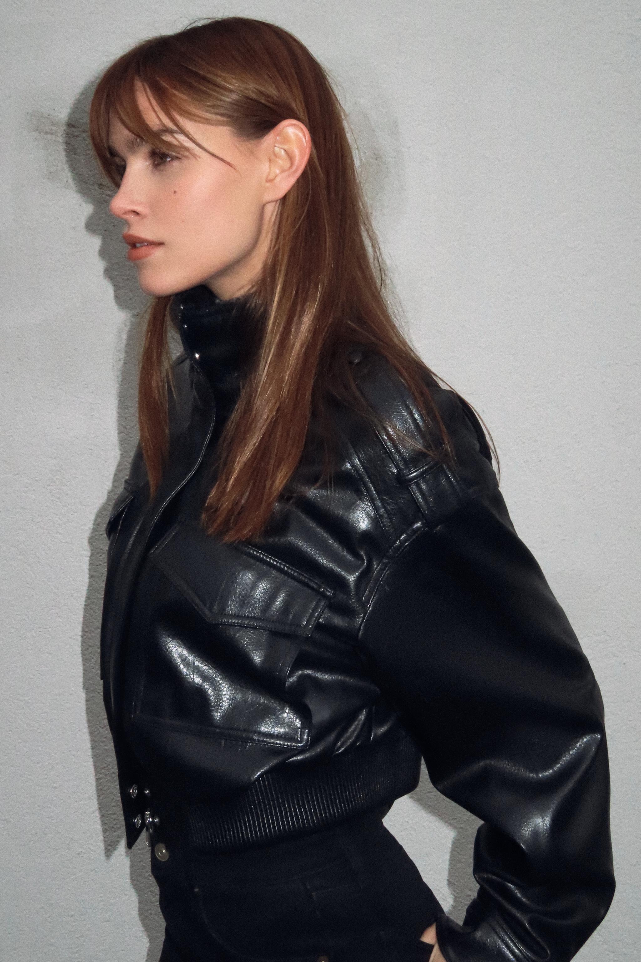 FAUX LEATHER JACKET WITH TABS