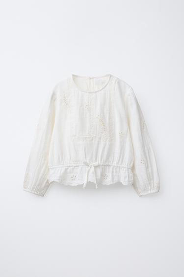 CAMISA ROMÁNTICA BORDADOS - Blanco roto de Zara