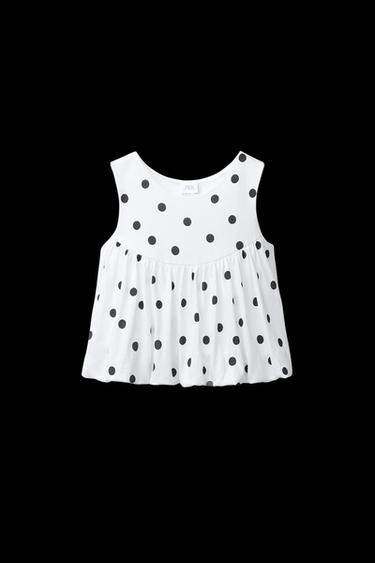 CAMISETA GLOBO TOPOS - Blanco de Zara - Imagen 0