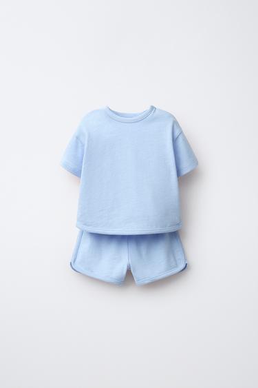CONJUNTO CAMISETA Y BERMUDA FLAMÉ - Azul claro de Zara - Imagen 0