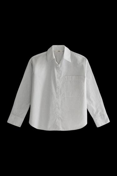 Zara POPLIN SHIRT - Oyster-white - Image 0