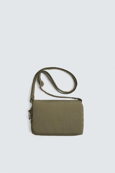 NYLON FLAP CROSSBODY BAG - Khaki Green by Zara