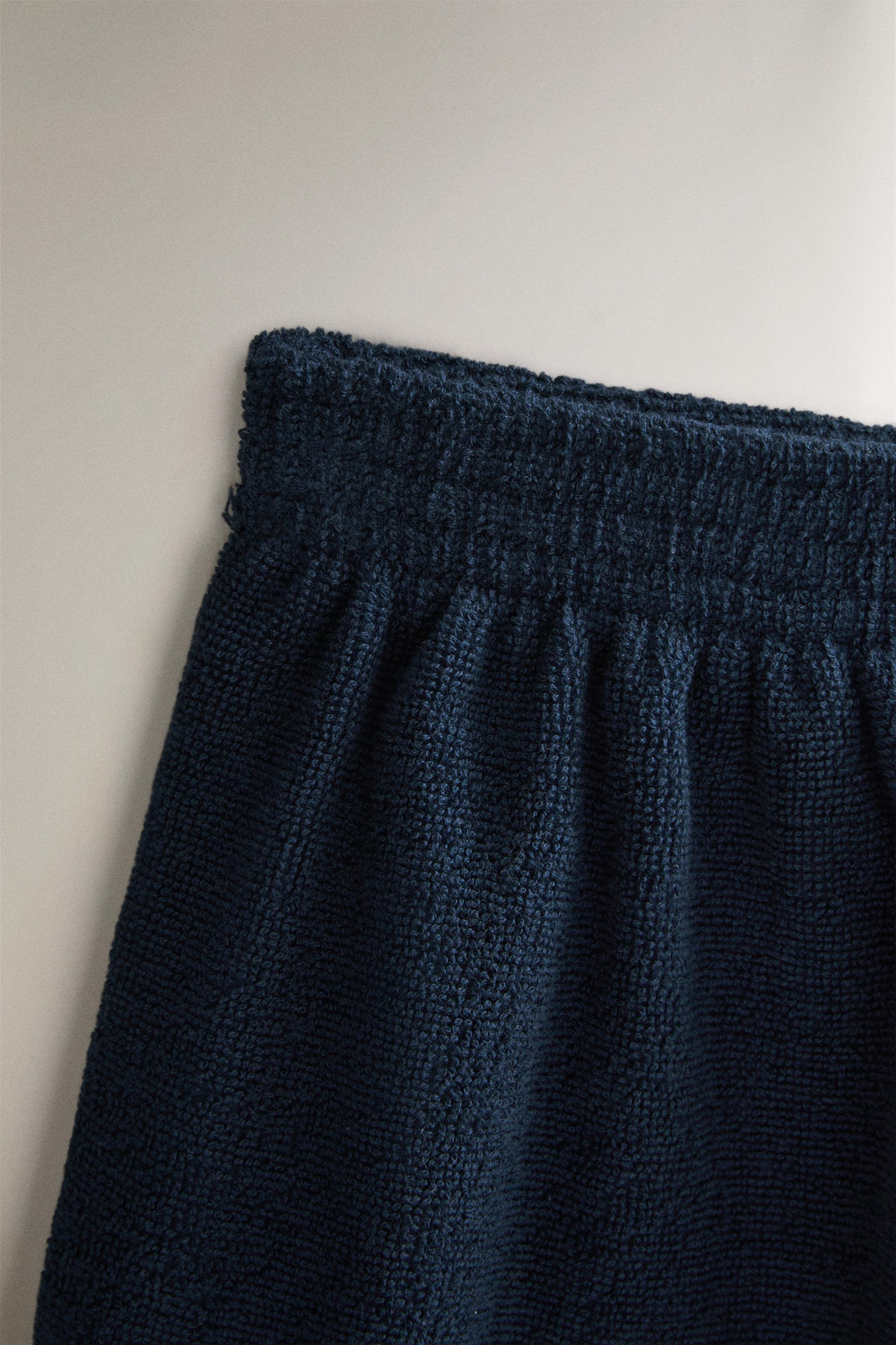 COTTON TERRYCLOTH BEACH SHORTS — Navy blue