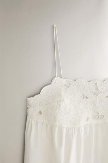 EMBROIDERED COTTON NIGHTDRESS - Ecru by Zara - Image 2