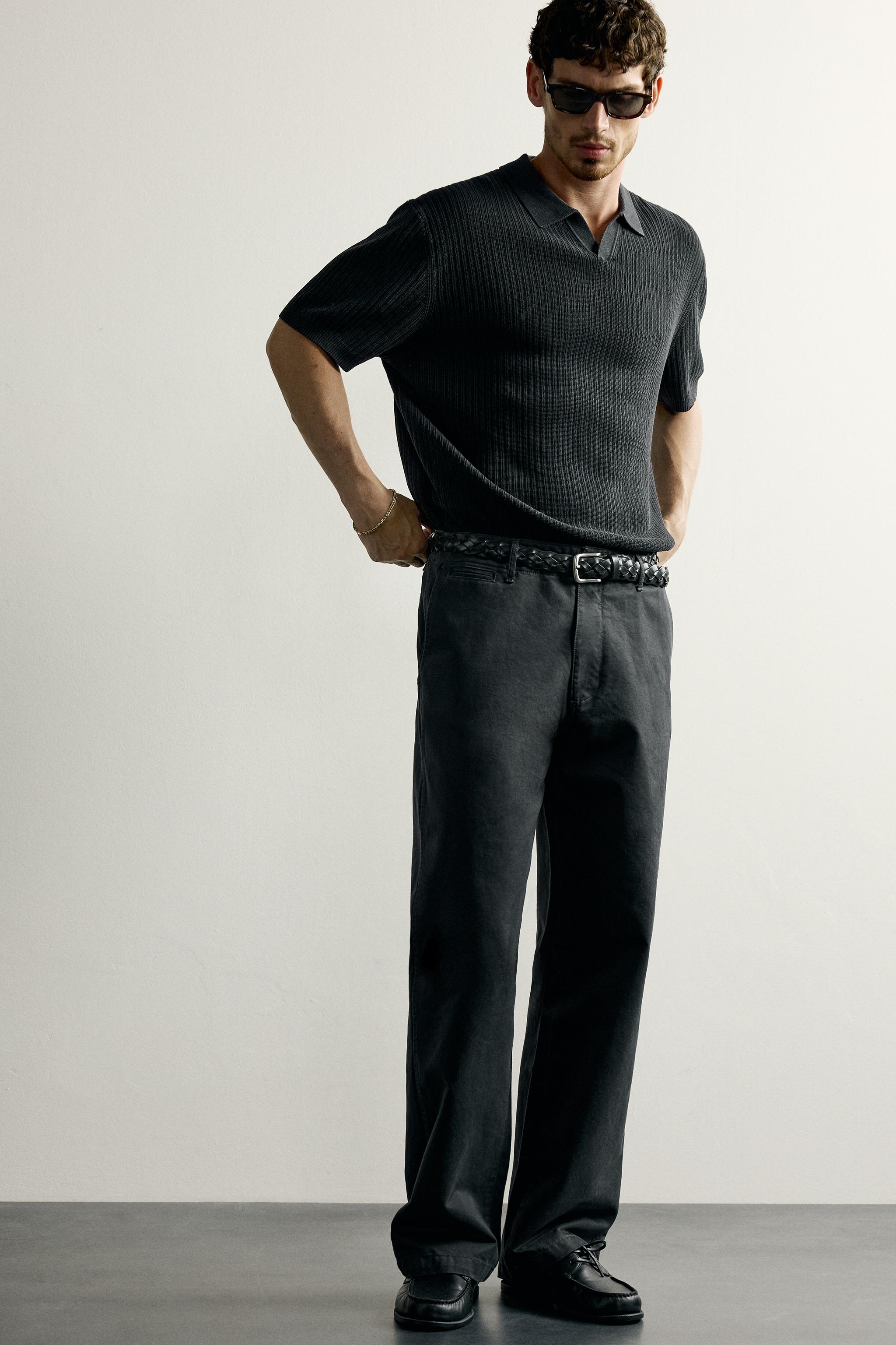 Zara DOKULU REGULAR FIT POLO T-SHIRT görsel 5