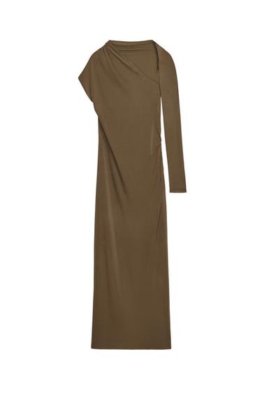 ASYMMETRIC DRAPED MAXI DRESS