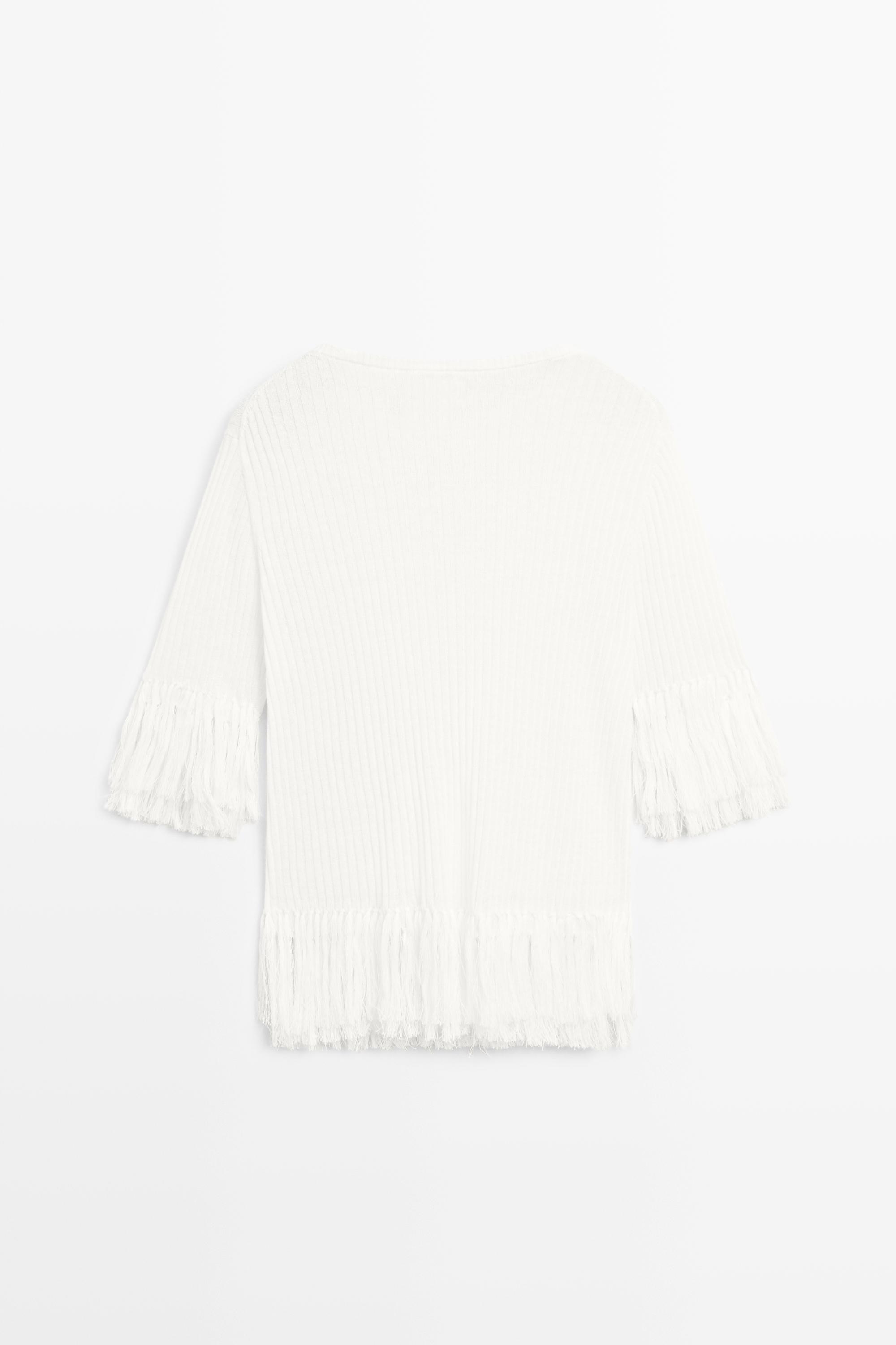 Fringe detail knit sweater - STUDIO