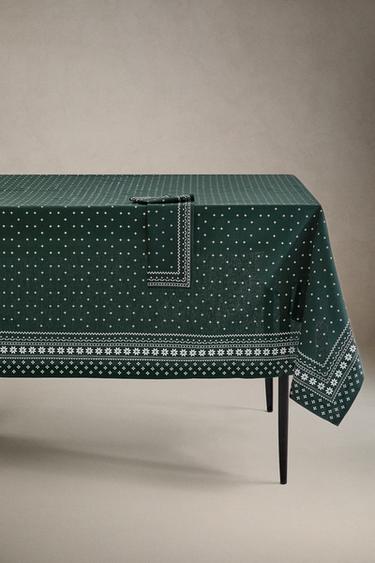 COTTON CHRISTMAS WINTER TABLECLOTH - Green by Zara - Image 0