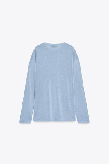 PULL OVERSIZE EN MAILLE UNIE - Bleu clair de Zara - Image 7
