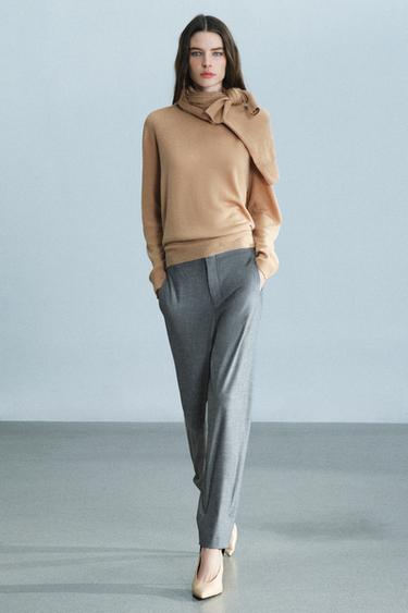 Zara ZW COLLECTION WOOL STIRRUP PANTS - Gray marl - Image 0