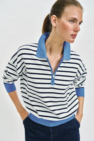 POLO EN MAILLE À RAYURES - rayures de Zara - Image 2
