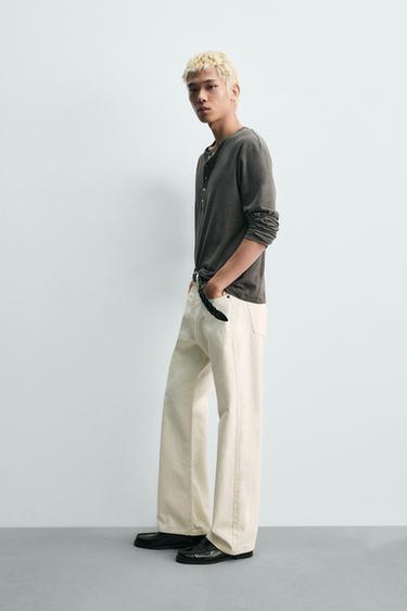 LOOSE FIT JEANS - Oyster-white by Zara - Image 3