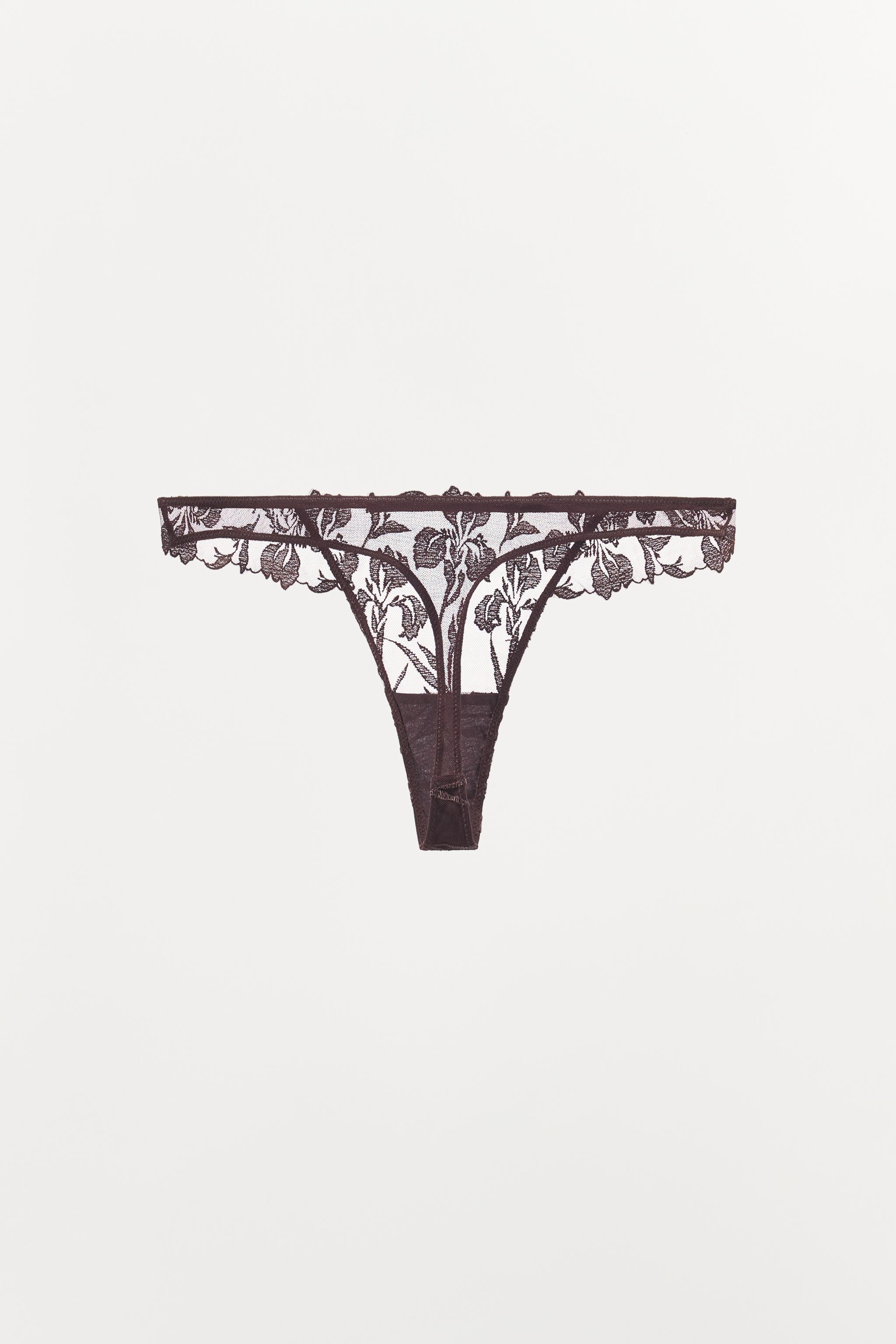 EMBROIDERED LACE THONG