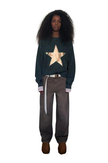 SUDADERA TACHAS ESTAMPADO ESTRELLA - Gris antracita de Zara