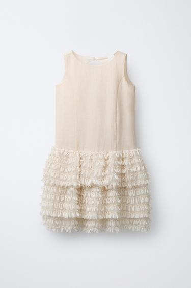 DRESS WITH FRINGING - Ecru by Zara - Image 0