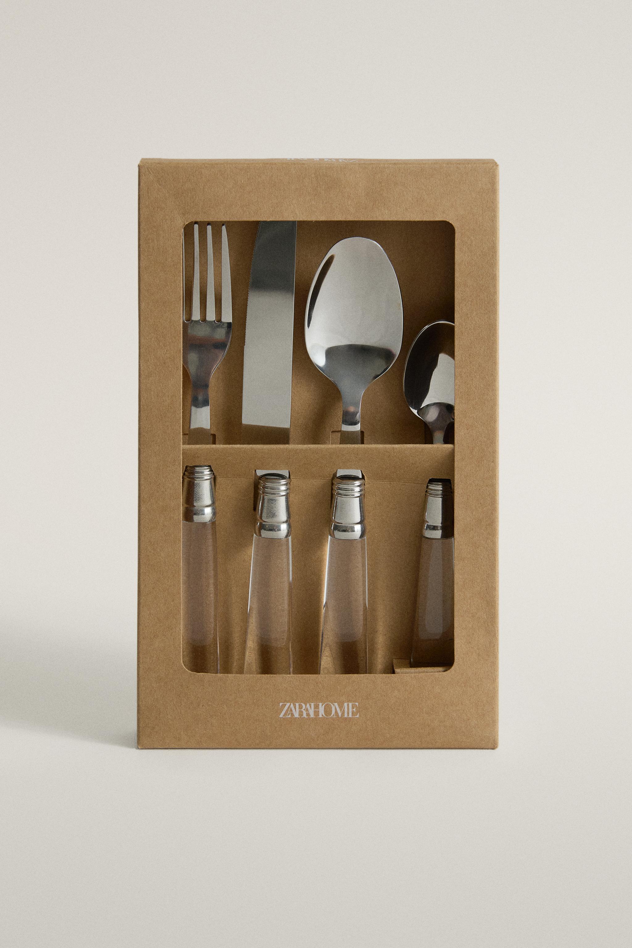 CUTLERY SET WITH TRANSPARENT HANDLE (SET OF 4)
