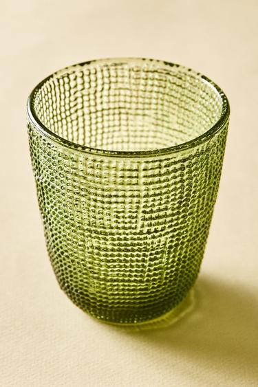 RAISED DESIGN GLASS TUMBLER - Green by Zara