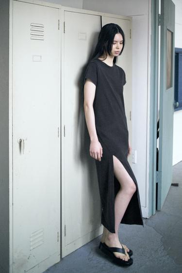 WASHED MIDI DRESS - Charcoal by Zara
