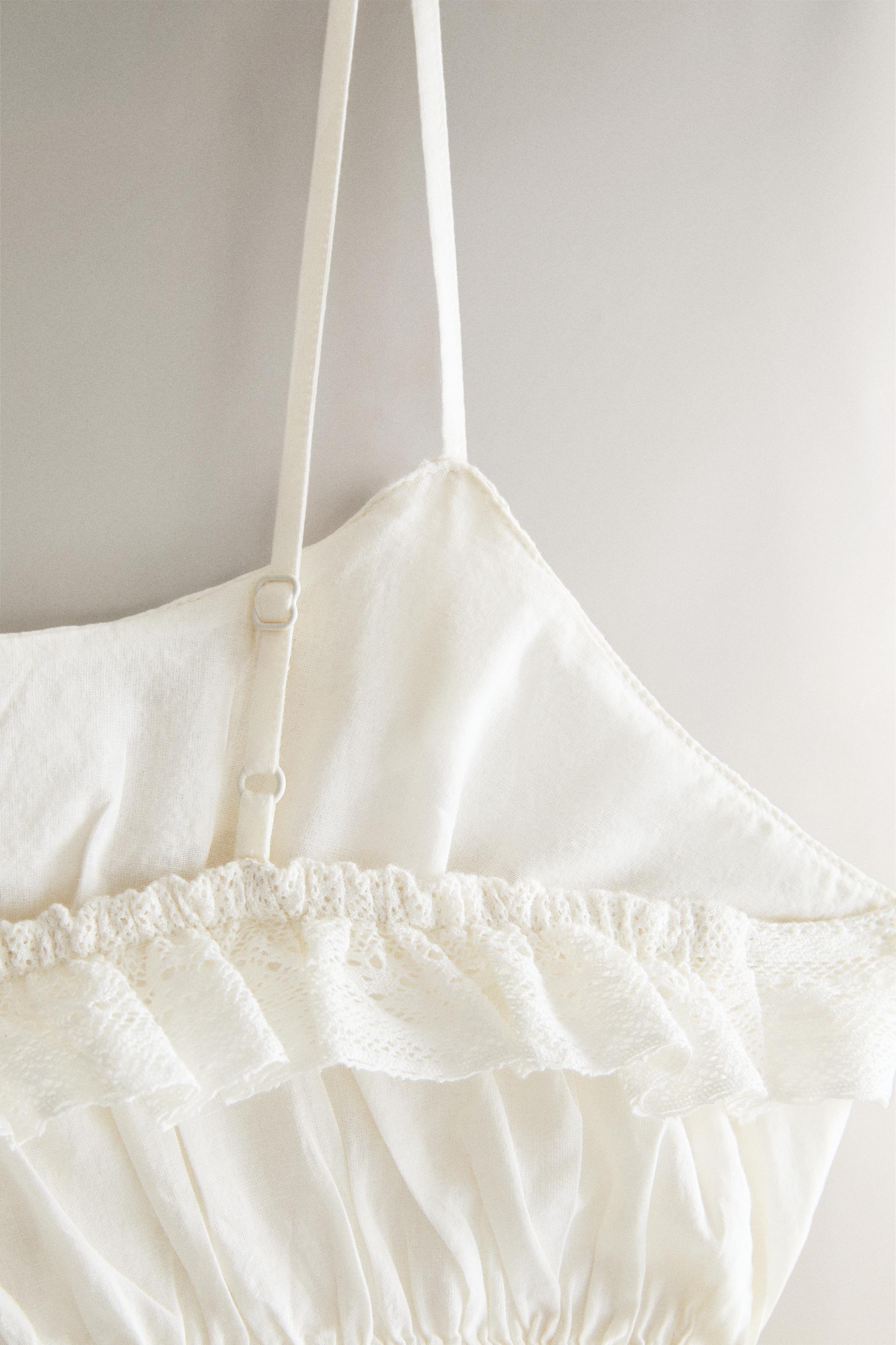 LACE RUFFLE CROP TOP - Ivory | ZARA United States