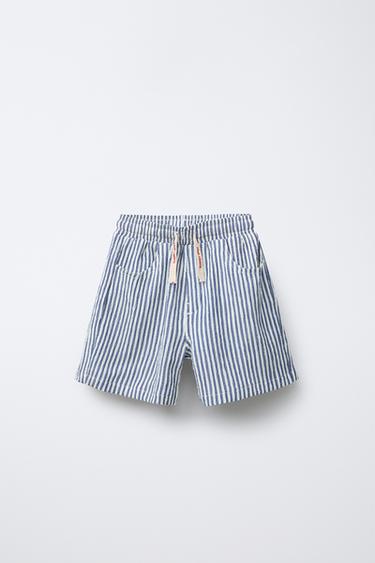 BERMUDA TEXTURA ESTAMPADA RAYAS - Azul / Blanco de Zara
