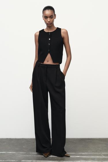 Zara STRETCH KNIT VEST TOP - Black - Image 0